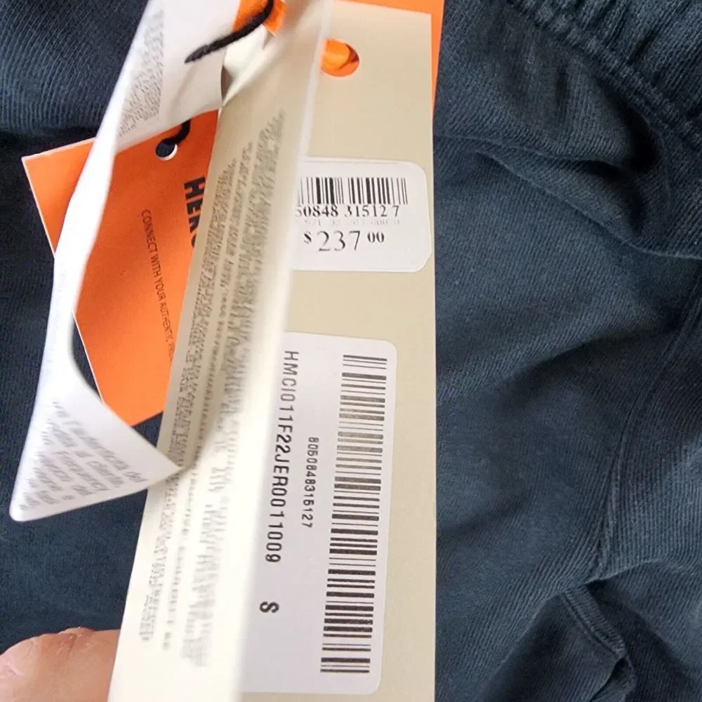 Heron Preston Color Blocks Logo Print Sweat Shorts Men's S Black Gray Pockets~ - Picture 11 of 14